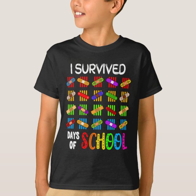 I Survived 100 Days Of School Teacher and Kids Gif T-Shirt (Front)
