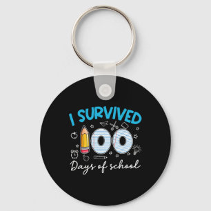 I Survived 100 Days Of School Teacher Student Key Ring