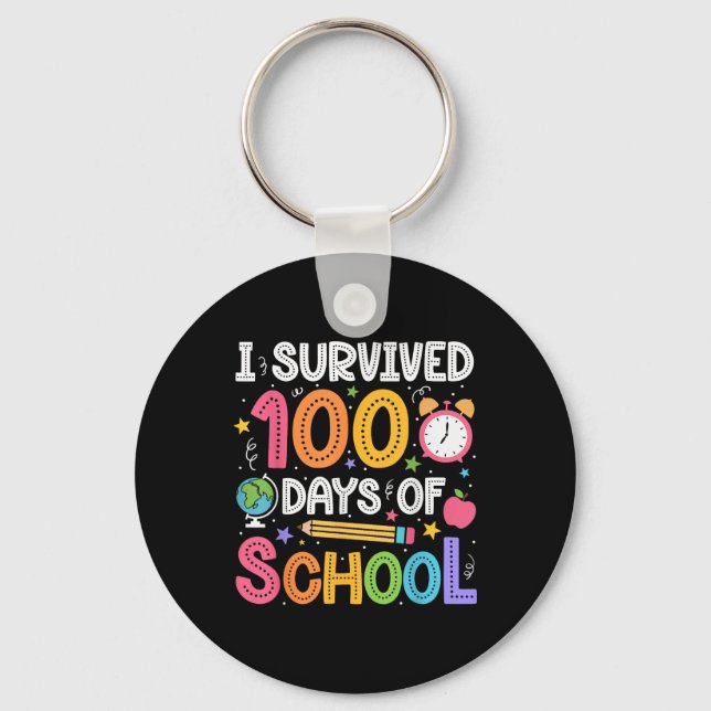I Survived 100 Days Of School Teachers Students 10 Key Ring (Front)