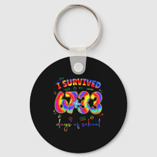 I Survived 100 Days Of School Tiedye Funny Teacher Key Ring