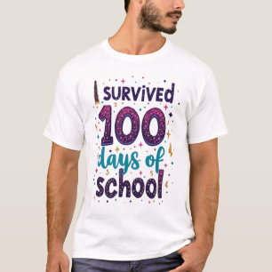 I Survived 100 Days of School Unicorn Design T-Shirt