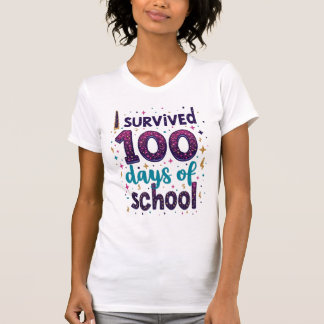 I Survived 100 Days of School Unicorn Design T-Shirt