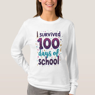 I Survived 100 Days of School Unicorn Design T-Shirt