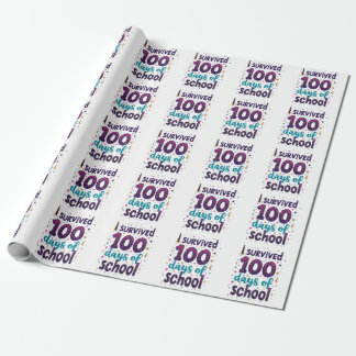 I Survived 100 Days of School Unicorn Design Wrapping Paper