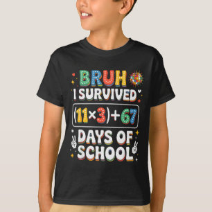 I Survived 100 Days School Bruh Groovy Math Equati T-Shirt