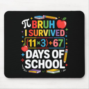 I Survived 100 Days School Bruh Math Equation 100 Mouse Mat