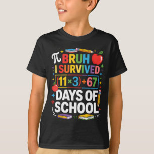 I Survived 100 Days School Bruh Math Equation 100 T-Shirt