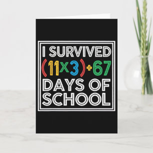 I Survived 100 Days School Funny Math Equation 100 Card