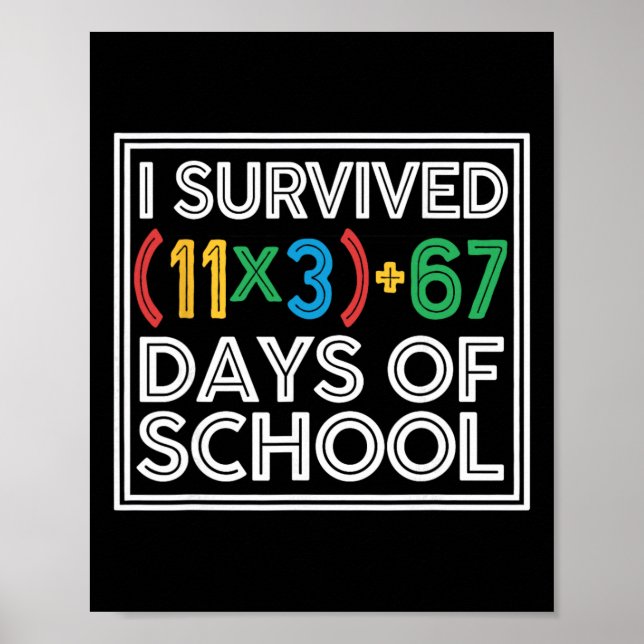 I Survived 100 Days School Funny Math Equation 100 Poster (Front)