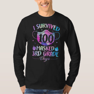 I Survived 100 Masked 3rd Grade Days Happy 100th D T-Shirt