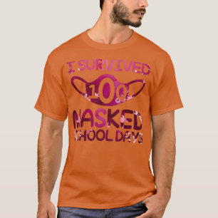 I Survived 100 Masked School Days Flowers Funny 10 T-Shirt