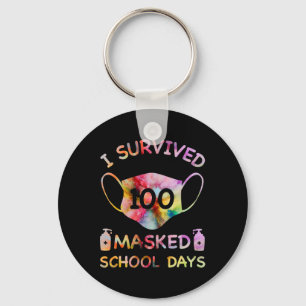 I Survived 100 Masked School Days For Kids Teacher Key Ring