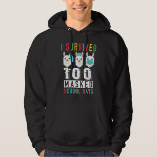 I Survived 100 Masked School Days Llama Mask Wrong Hoodie