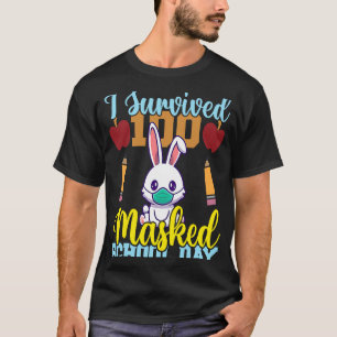 I Survived 100 Masked School Days Rabbit 100 Days  T-Shirt