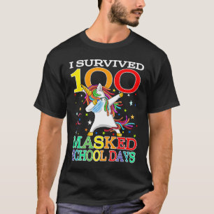 I Survived 100 Masked School Days Unicorn T-Shirt