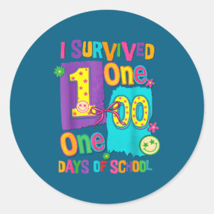 I Survived 100th Days Of School Students Teachers Classic Round Sticker
