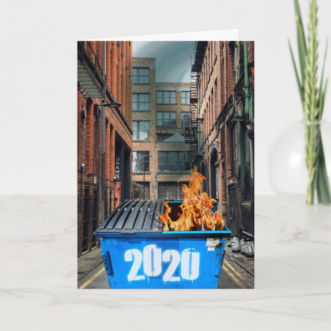 I Survived 2020 Dumpster Fire Happy New Year 2021 Card (Front)