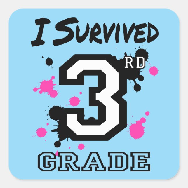I Survived 3rd Grade Square Sticker (Front)