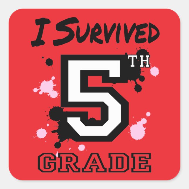 I Survived 5th Grade Square Sticker (Front)