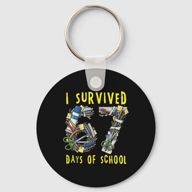 I Survived 67 + 33 Days Of School 100th Day Math T Key Ring (Front)