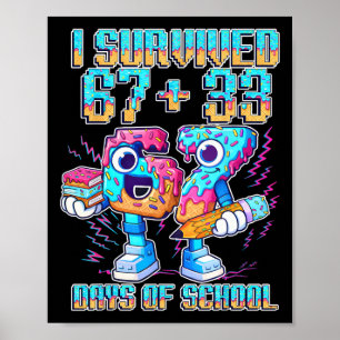 I Survived 67 33 Days Of School Funny 100th Day Of Poster