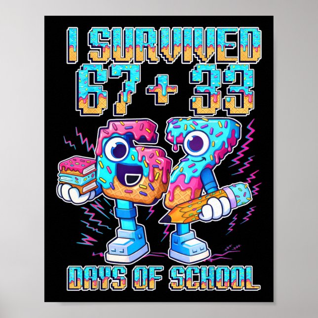 I Survived 67 33 Days Of School Funny 100th Day Of Poster (Front)