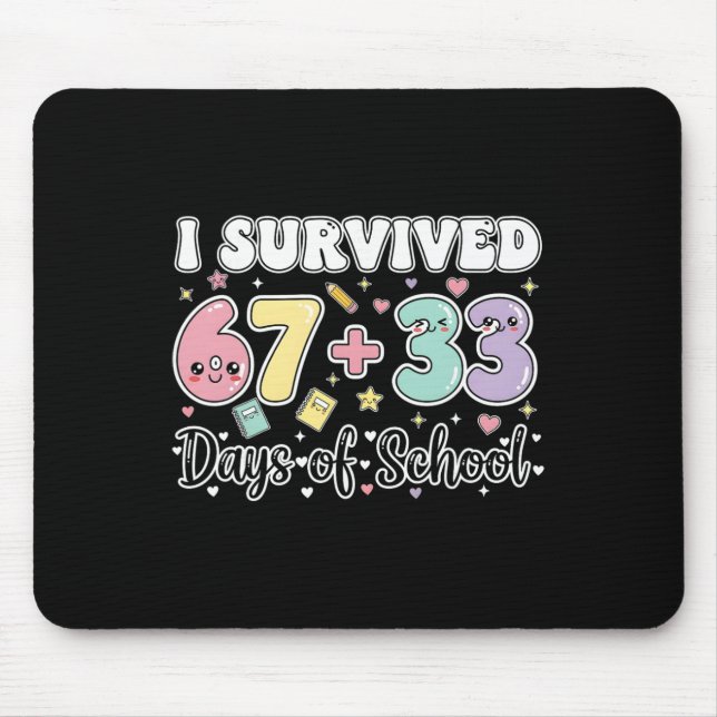 I Survived 67 33 Days Of School Funny Teacher Stud Mouse Mat (Front)