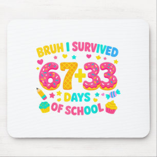 I Survived 67 + 33 Days Of School Ice Cream Drip G Mouse Mat