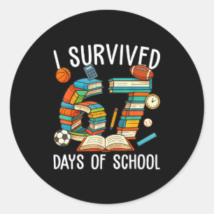 I Survived 67 Day Of School Funny Kids Boys Six Se Classic Round Sticker