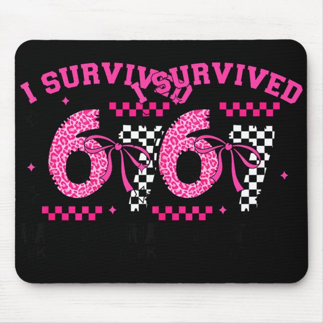 I Survived 67 Days Leopard Checkered 67 Kindergart Mouse Mat (Front)