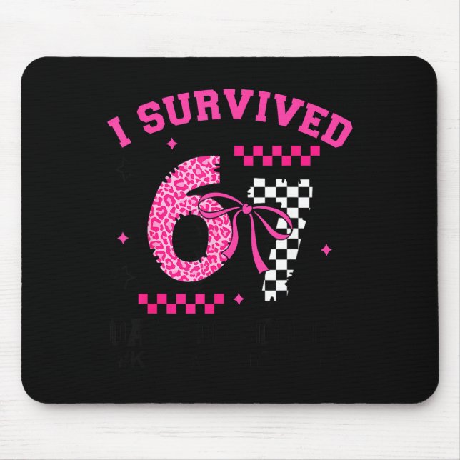 I Survived 67 Days Leopard Checkered 67 Kindergart Mouse Mat (Front)