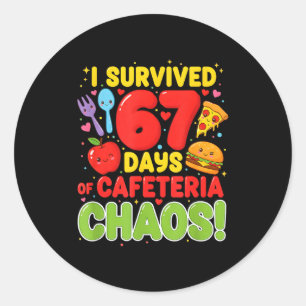 I Survived 67 Days Of Cafeteria Chaos 67 Meme Lunc Classic Round Sticker
