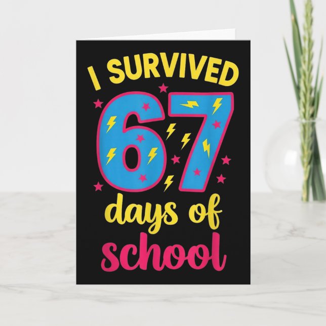 I Survived 67 Days Of School 100 Days Brainrot Six Card (Front)