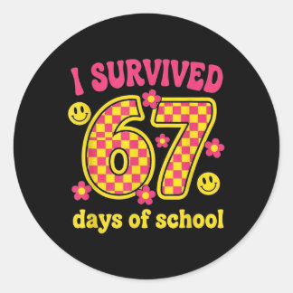 I Survived 67 Days Of School 100 Days Brainrot Six Classic Round Sticker