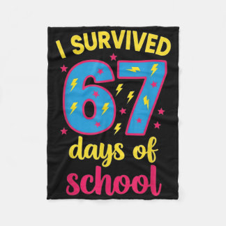 I Survived 67 Days Of School 100 Days Brainrot Six Fleece Blanket
