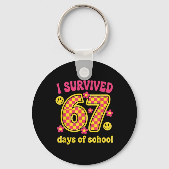 I Survived 67 Days Of School 100 Days Brainrot Six Key Ring (Front)