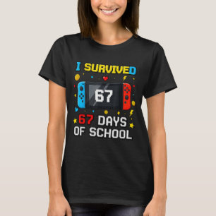 I Survived 67 Days Of School 67 Funny Teacher Squa T-Shirt