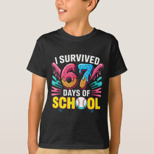 I Survived 67 Days Of School 67 Meme Baseball Ice T-Shirt