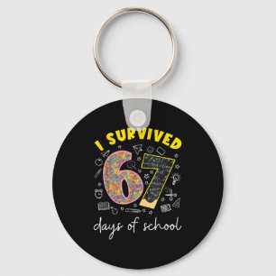 I Survived 67 Days Of School 67 Meme Rainbow Math  Key Ring