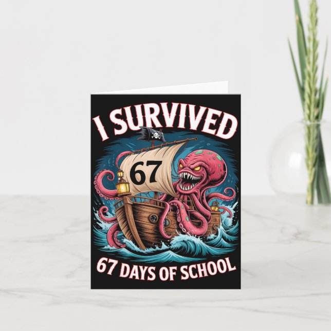 I Survived 67 Days Of School 6-7 Boys Kids Rate Oc Card (Front)
