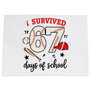 I Survived 67 Days of School Baseball Sport 100   Large Gift Bag
