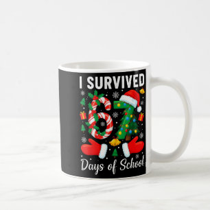 I Survived 67 Days Of School Candy Cane Christmas Coffee Mug