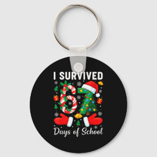 I Survived 67 Days Of School Candy Cane Christmas  Key Ring