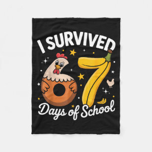 I Survived 67 Days Of School Chicken Banana Kids 6 Fleece Blanket