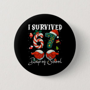 I Survived 67 Days Of School Christmas Candy Cane 6 Cm Round Badge