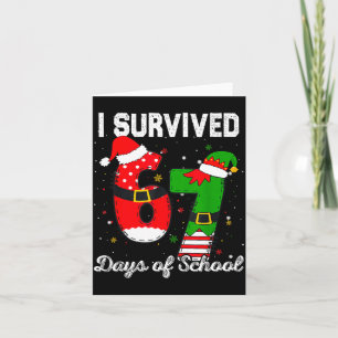I Survived 67 Days Of School Christmas Candy Cane Card