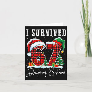 I Survived 67 Days Of School Christmas Candy Cane  Card