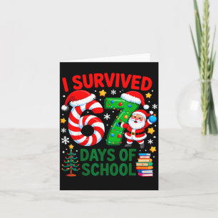 I Survived 67 Days Of School Christmas Candy Cane  Card