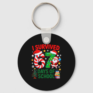 I Survived 67 Days Of School Christmas Candy Cane  Key Ring