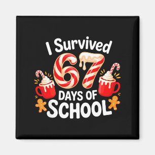 I Survived 67 Days Of School Christmas Candy Cane Magnet